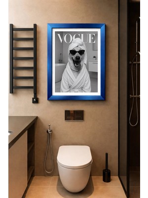 Mikasso Renkli Çerçeveli Tek Parça Banyo Temalı Yüksek Kalite Uv Basklı Tablo Mdf Lacivert