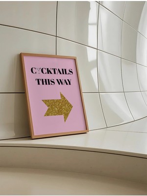 Mikasso Cocktails This Way, Kokteyl Temalı Çerçevesiz Poster Kağıt Pembe Çerçevesiz