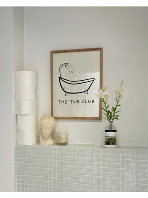 Mikasso The Tub Club, Banyo Posteri, Küvet Banyo Temalı Çerçevesiz Poster Kağıt Çok Renkli Çerçevesiz