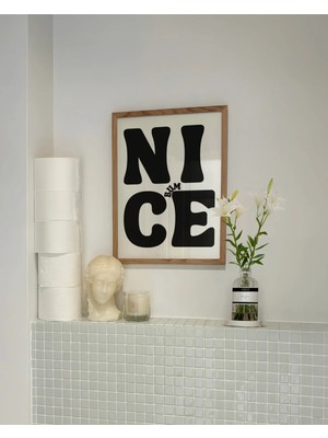 Mikasso Nice Bum, Banyo Posteri, Banyo Temalı Çerçevesiz Poster Kağıt Siyah Çerçevesiz