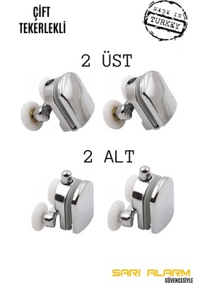 Mikasso Duşakabin Teker Seti Çiftli 4'lü Set 2 Alt + 2 Üst
