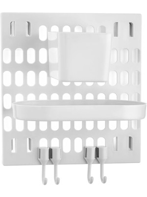 Mikasso Pano Duvar Raf Organizer Dekor Set Çok Amaçlı Yapışkanlı 7'li Set Askı Mutfak Banyo Oda