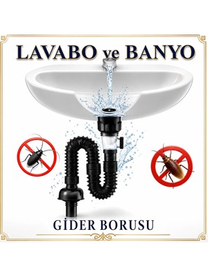 Mikasso Koku ve Haşere Önleyici Yeni Nesil Körüklü Lavabo Banyo Altı Hortumu Çift Yönlü Gider Borusu Plastik