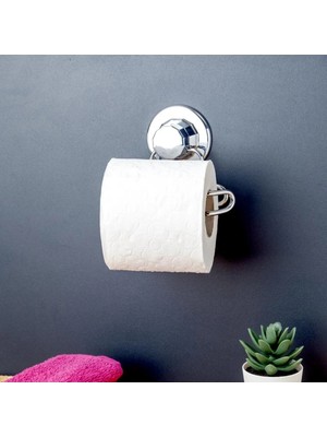 Mikasso Vakumlu Banyo Tuvalet Kağıdı Askısı Metal Gümüş
