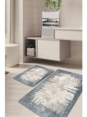 Mikasso Dijital Baskılı Kaymaz Taban Yıkanabilir 2'li Set Banyo Halısı Paspas Klozet Takımı KT-KZHT-495 Poly