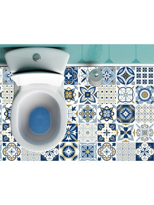 Mikasso 100CMX150CM Premium Sağlıklı Boya Banyo Zemin Yapışkanlı Folyo Mavi