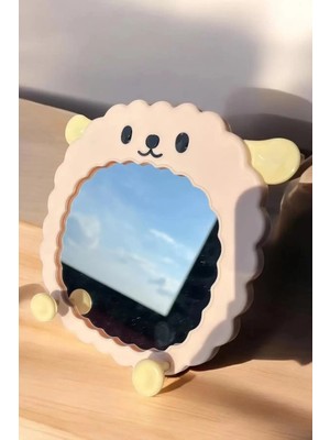 Mikasso Pembe Renk Koyun Figür Masa Aynası Cam Pembe