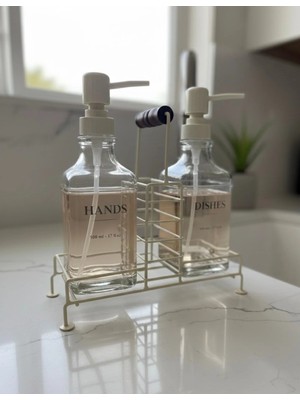 Mikasso Standlı 2li Metal Sıvı Sabunluk Metal Krem