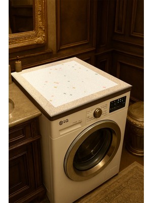 Mikasso Çamaşır Makinesi Kurutma Makinesi Örtüsü Koruma Pedi Makine Matı Kaymaz Yıkanabilir Polyester Beyaz
