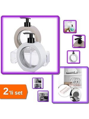 Mikasso 350 ml Oval Tezgah Üstü Banyo Mutfak Sıvı Sabunluk + Tencere Kapağı Organizeri 6 Bölmeli - 2li Set P