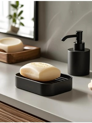 Mikasso Modern Sabunluk Minimalist Banyo Aksesuarı Plastik Siyah