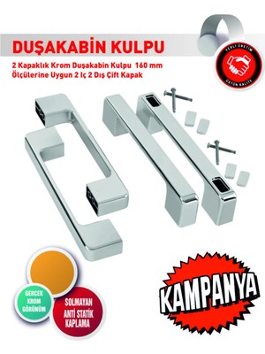 Mikasso Duşakabin Krom Kare Kulp