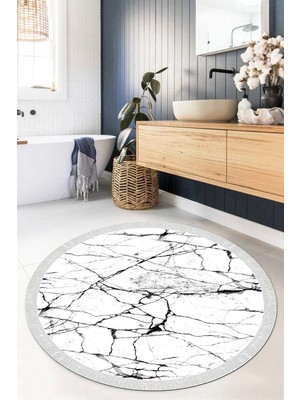 Mikasso Dijital Baskılı Kaymaz Taban Yıkanabilir Yuvarlak Salon Halısı Mutfak Halısı Paspas VHYU-HT-418 Poly