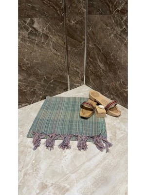 Mikasso Renkli Çizgili Dokuma Hamam Peştemal,plaj,spor,spa,banyo Havlusu,şal Yeşil (80X160) Pamuk Yeşil