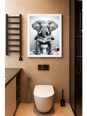 Mikasso Renkli Çerçeveli Tek Parça Banyo Temalı Yüksek Kalite Uv Basklı Tablo Mdf Beyaz