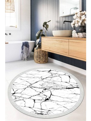 Mikasso Dijital Baskılı Kaymaz Taban Yıkanabilir Yuvarlak Salon Halısı Mutfak Halısı Paspas VHYU-HT-418 Poly