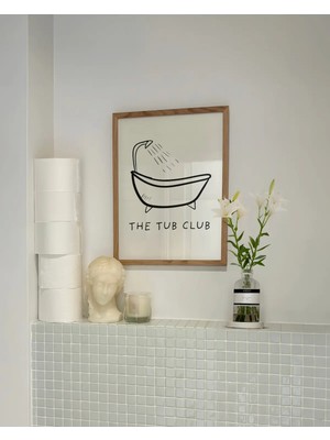 Mikasso The Tub Club, Banyo Posteri, Küvet Banyo Temalı Çerçevesiz Poster Kağıt Çok Renkli Çerçevesiz