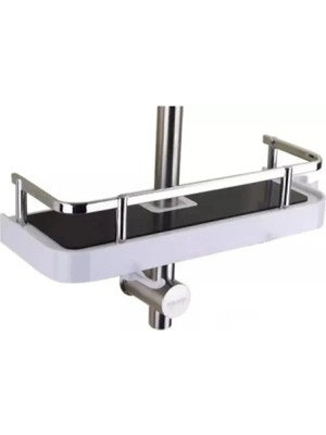 Mikasso Banyo Rafı Şampuanlık Krom Kaplama Metal Korumalı Banyo Organizeri Duş Organizeri Metal Beyaz