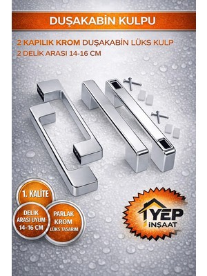 Mikasso Duşakabin Cam Kapı Kare Kulp 4 Adet Duşakabin Kolu Krom
