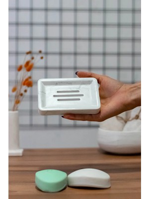 Mikasso Banyo Kare Kesikli Katı Sabunluk Beton Siyah