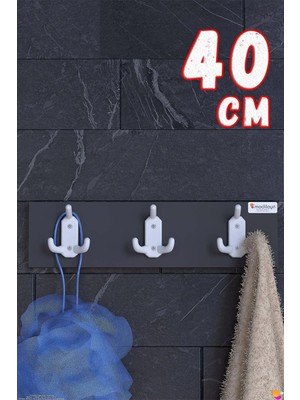 Mikasso Arı 9 Kancalı Banyo Askısı 40CM Şık Tasarım Ekstra Düzen ve Yer Tasarrufu Siyah