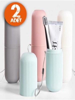 Mikasso Seyahat Tipi Diş Macun ve Fırçası Kabı (2 Adet) Plastik Turuncu