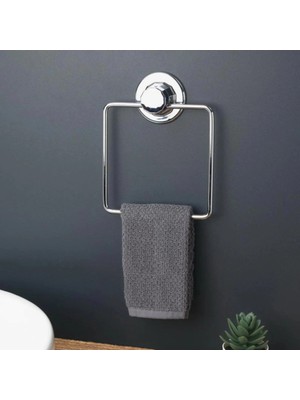 Mikasso Krom Banyo Tuvalet Havlu Askısı Kare Hem Vakumlu Hem Vidalı Metal Gümüş