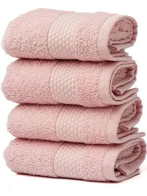Mikasso | Minerva | %100 Pamuk 4'lü Misafir / Mutfak Havlusu Seti Pamuklu Banyo Havlusu Setli Ürün Pembe Kut