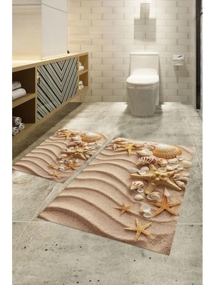 Mikasso 3D Dijital Baskılı Kaymaz Taban Yıkanabilir Ikili Banyo Takımı Klozet Takımı, N-Klozet-48-Renkli, Po