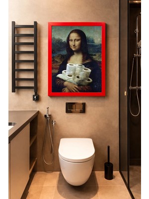 Mikasso Renkli Çerçeveli Tek Parça Banyo Temalı Yüksek Kalite Uv Basklı Tablo Mdf Kırmızı