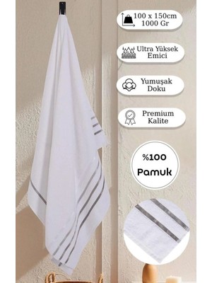 Mikasso Banyo Havlusu Tekli Pamuk Bale Premium 100X150 Pamuklu Beyaz