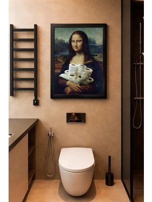 Mikasso Renkli Çerçeveli Tek Parça Banyo Temalı Yüksek Kalite Uv Basklı Tablo Mdf Siyah