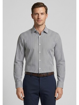 Boss Erkek Regular Fit Çizgili Uzun Kollu Siyah Gömlek 50568296-001