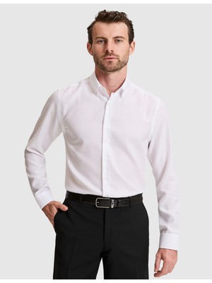 Pierre Cardin Erkek Beyaz Slim Fit Uzun Kollu Basic Gömlek Günlük Stil ile Şık Tasarım 50330128-VR013