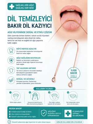 Just Cheap Store Bakır Dil Temizleme Atı – Dil Temizleyici – Ağız Bakım Atı – Dil Kazıyıcı – Metal Dil Temizleme Ekipmanı