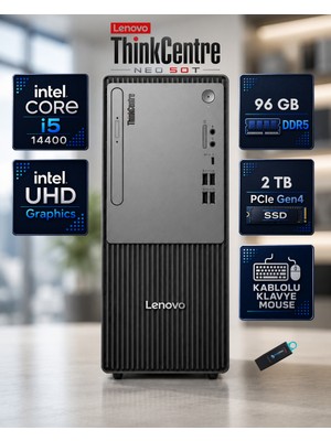 Lenovo Thinkcentre Neo 50T Gen 5 Intel Core I5-14400 96 GB Ddr5 2 Tb SSD Freedos Mini Tower Masaüstü Bilgisayar Siyah 12UD002CTRRNP15F