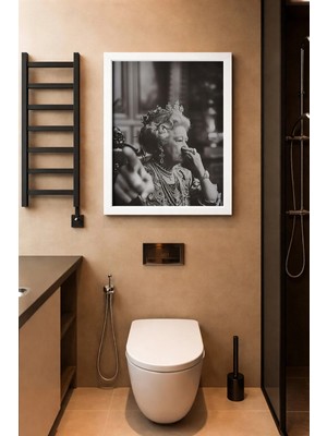 Mikasso Renkli Çerçeveli Tek Parça Banyo Temalı Yüksek Kalite Uv Basklı Tablo Mdf Beyaz