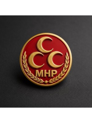 kuyumcudan Milliyetçi Hareket Partisi Altın Kaplama Yaka Rozeti (Mhp)