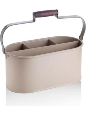Mikasso Bls 7084 Boyalı Bolmelı Sepet 28 cm Krem Plastik Bej