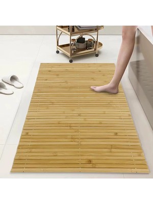 Mikasso Bambu Banyo Matı Kaydırmaz Çamaşır Makinası Üstü Örtüsü Mutfak Bulaşık Matı Su Geçirmez 45X75 Bambu
