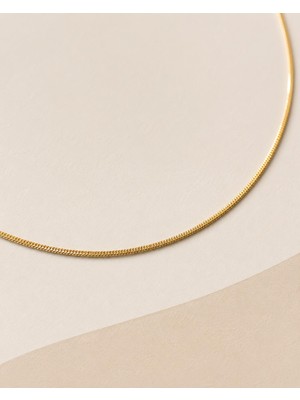 Sarezza Gold 14 Ayar Altın Flex Yassı Ezme Balıksırtı Model Zincir Kolye 50 cm