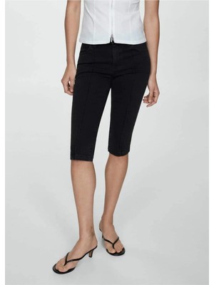 TeknoKapsül Mango Dekoratif Dikişli Slim Capri Jean Pantolon