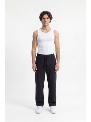 Machinist Erkek Önü Dikiş Detaylı Double Face Baggy Pantolon Antrasit