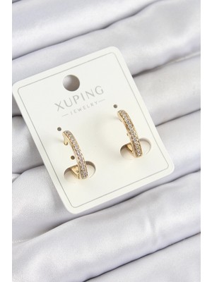 Aydogan's Xuping Zirkon Taşlı I Model Gold Renk Kadın Küpe