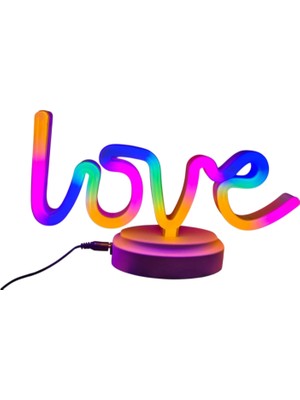 Aydogan's Neon Işıklı Love Yazılı Masa Gece Lambası Pil+Usb