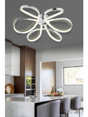 Apliqa Chalda Krom Plafonyer Modern Salon LED Avize