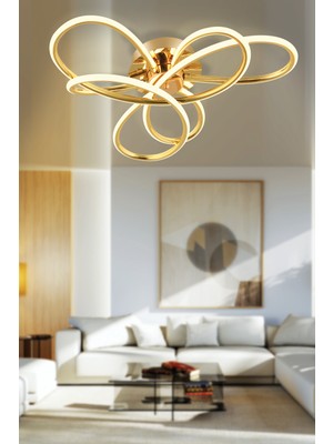 Apliqa Aybel Gold 48 Watt Plafonyer Modern Koridor Salon LED Avize