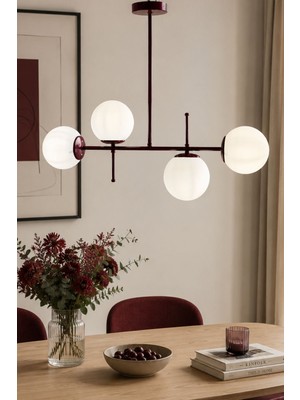 Apliqa Jose 4lü Bordo Renkli Modern Salon Avize