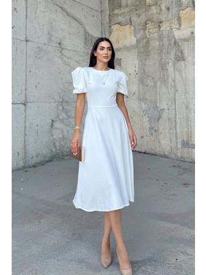 Sindi Moda Manolya Karpuz Kol Midi Elbise