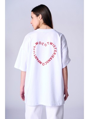 Twister Ets 1068 Sırt Baskılı Oversize Kadın Bisiklet Yaka T-Shirt